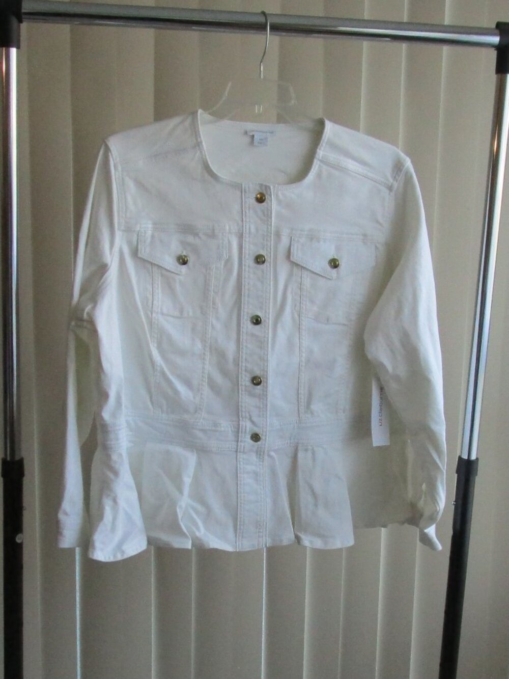 Liz Claiborne Denim Peplum Hem Jacket woman 2X - white